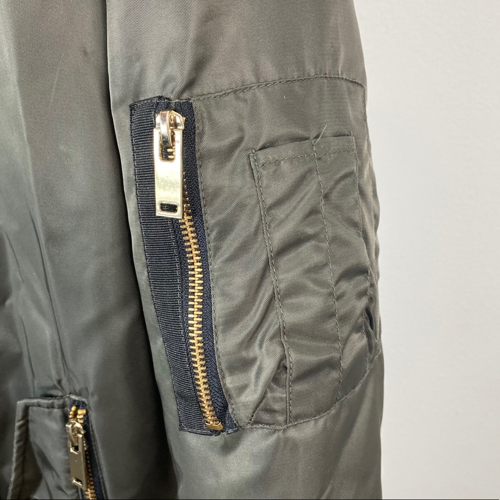 ZARA Khaki Oversized Bomber Jacket - Picture 10 of 13